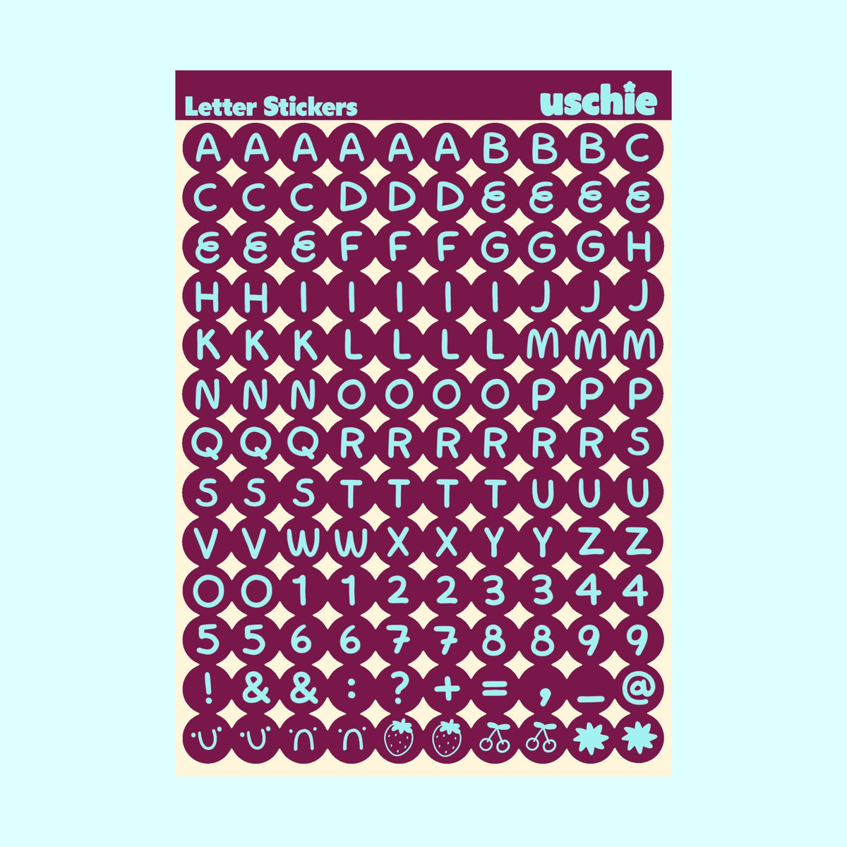 Alphabet Sticker Sheet:Burgundy & Mint