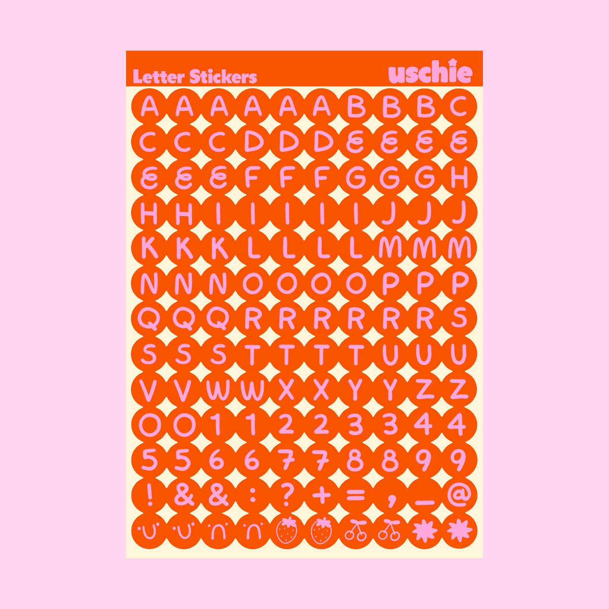 Alphabet Sticker Sheet: Orange & Pink