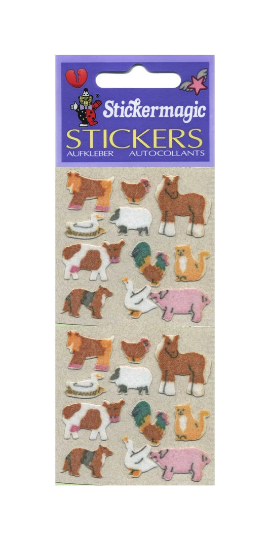 Mini Farm Animals Furry Sticker Sheet