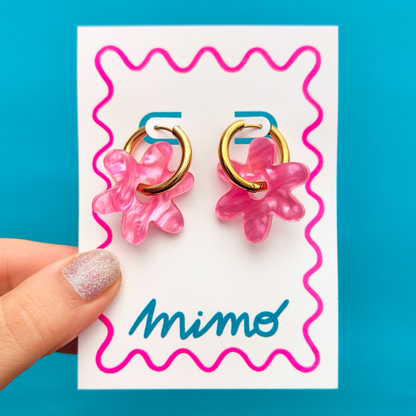 MIN. 6 UNITS - Wholesale Flower Hoop Earrings