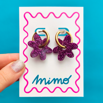 MIN. 6 UNITS - Wholesale Flower Hoop Earrings