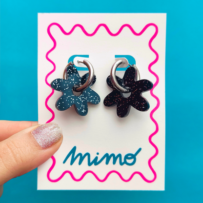 MIN. 6 UNITS - Wholesale Flower Hoop Earrings