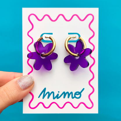 MIN. 6 UNITS - Wholesale Flower Hoop Earrings