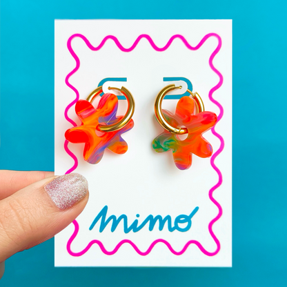 MIN. 6 UNITS - Wholesale Flower Hoop Earrings