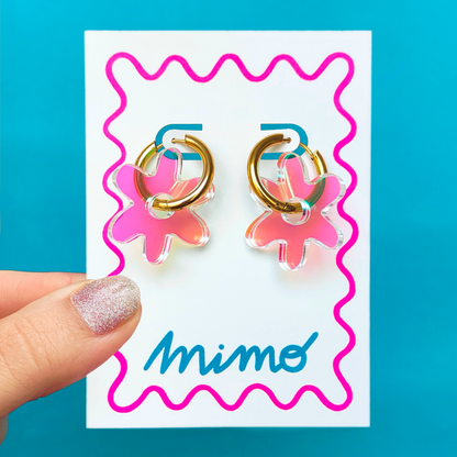 MIN. 6 UNITS - Wholesale Flower Hoop Earrings