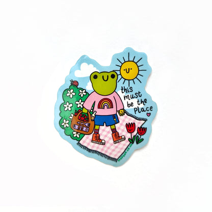 This Must Be the Place Frog Picnic - Vinyl Sticker