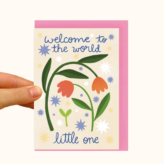 Welcome Little One Tulips - Pearlescent New Baby Card - WS Case of 6 Units