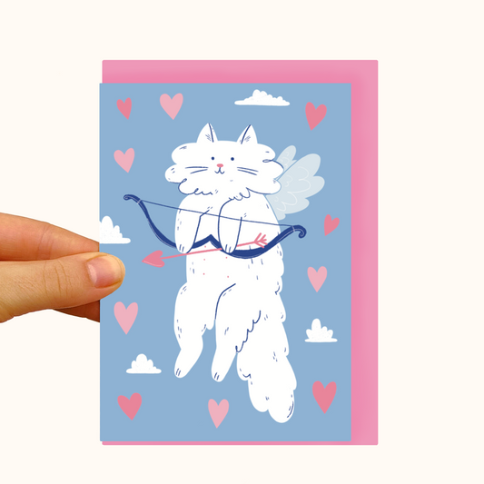 Cupid Cat -  Pearlescent Love Card - WS Case of 6 Units