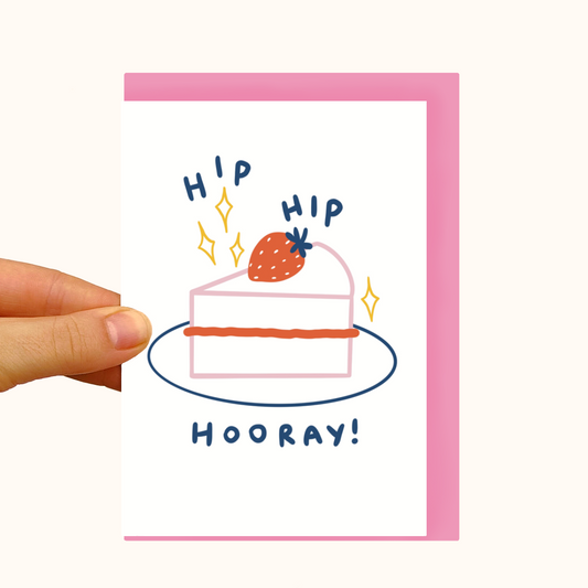 Hip Hip Hooray Cake- Pearlescent Birthday Card - WS Case of 6 Units