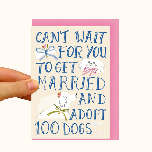 Married With 100 Dogs- Pearlescent Wedding Card - WS Case of 6 Units