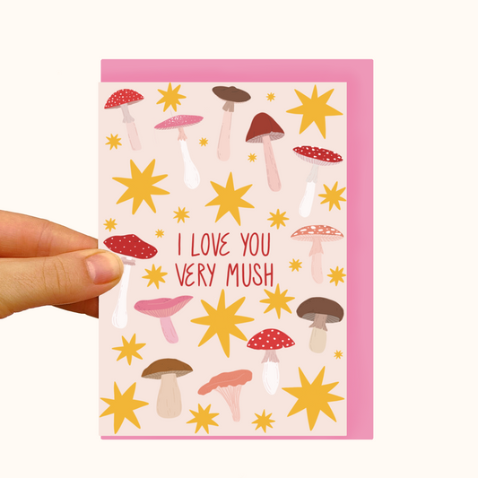 Love You Very Mush - Mushrooms -  Pearlescent Love Card - WS Case of 6 Units