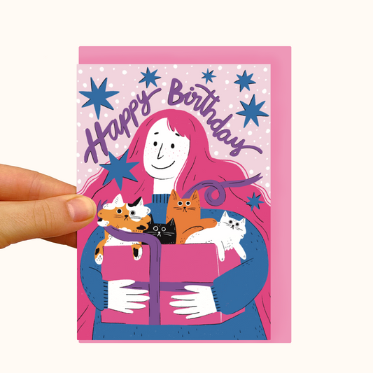 Box Of Cats - Pearlescent Birthday Card - WS Case of 6 Units