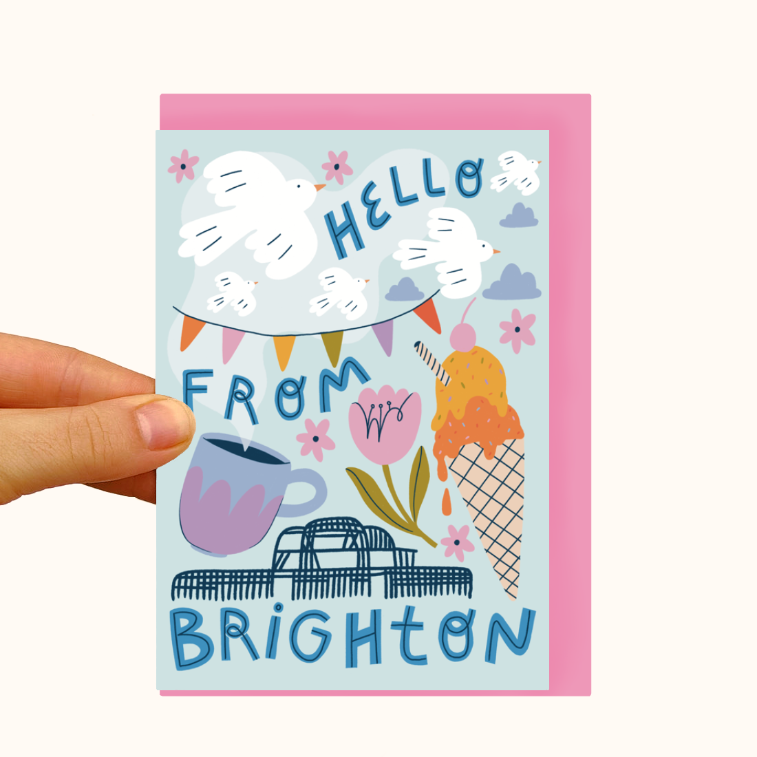 Hello From Brighton - Pearlescent Art Card - WS Case of 6 Units