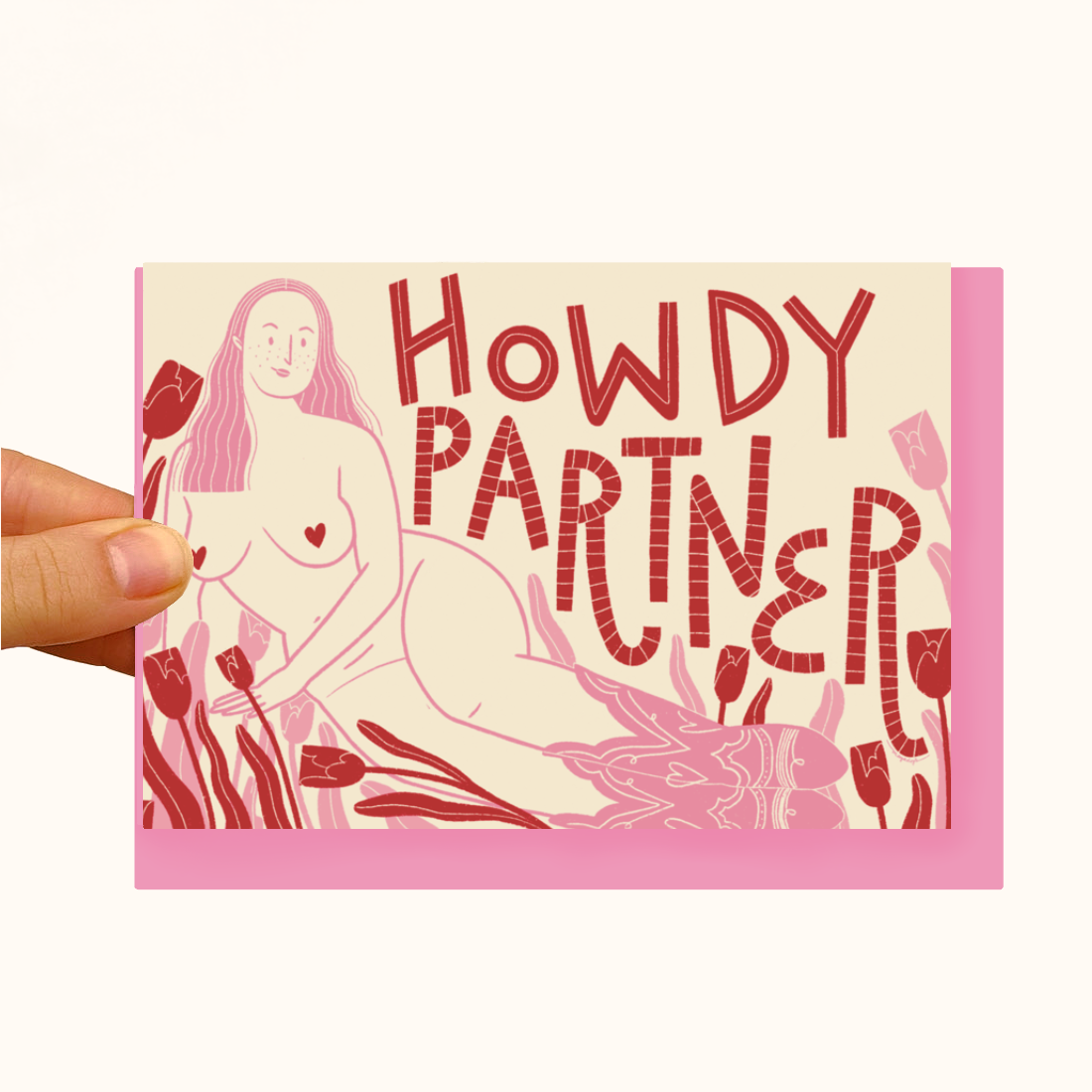 Howdy Partner - Cowgirl Art Card -  Pearlescent Love Card - WS Case of 6 Units