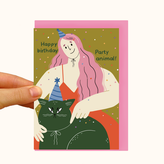 Party Animal - Grumpy Cat - Pearlescent Birthday Card - WS Case of 6 Units