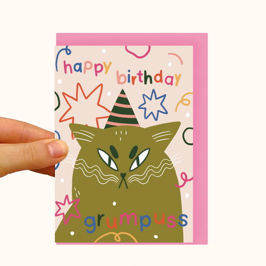 Grumpuss Grumpy Cat- Pearlescent Birthday Card - WS Case of 6 Units