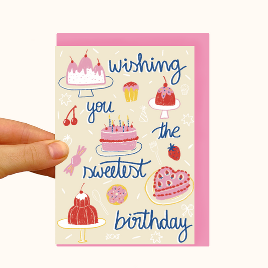 Sweetest Birthday Cakes- Pearlescent Birthday Card - WS Case of 6 Units