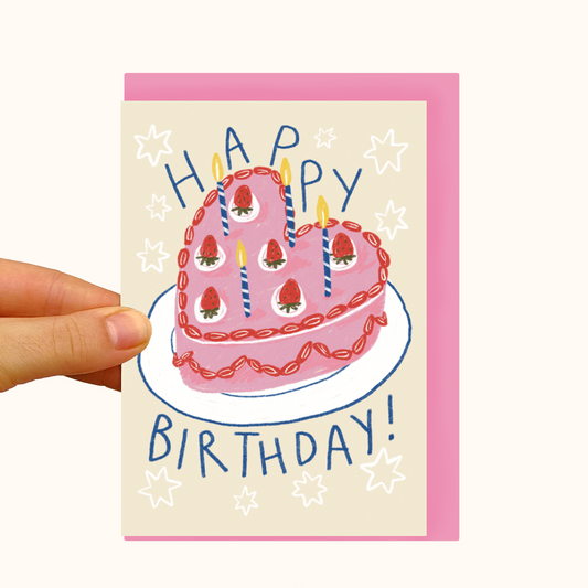 Heart Cake - Pearlescent Birthday Card - WS Case of 6 Units