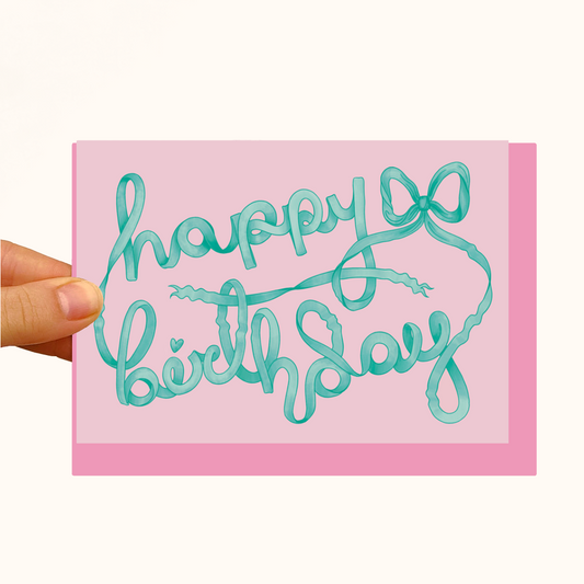 Coquette Ribbon Birthday - Pearlescent Birthday Card - WS Case of 6 Units