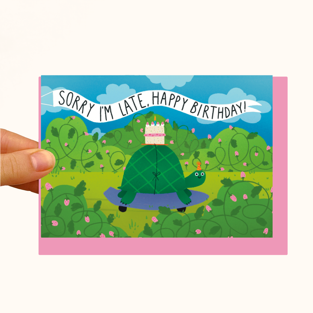 Late Birthday Turtle- Pearlescent Birthday Card - WS Case of 6 Units