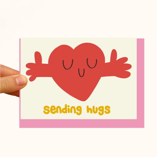 Sending Hugs Heart - Pearlescent Friendship Card - WS Case of 6 Units