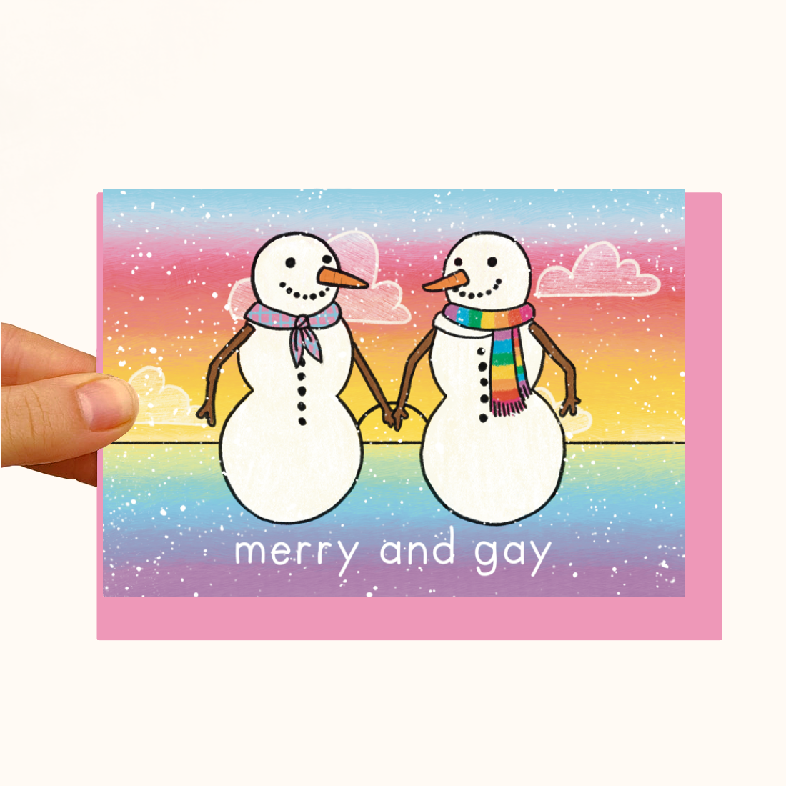 Merry and Gay Snowman - Pearlescent LGBT Christmas Card - WS Case of 6 Units