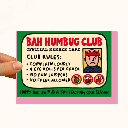 Bah Humbug Official Member Card - Pearlescent Christmas Card - WS Case of 6 Units