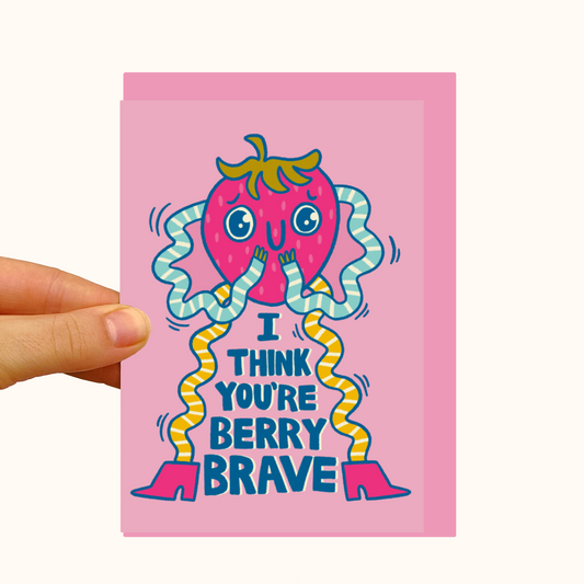 Berry Brave Strawberry - Pearlescent Frienship Card - WS Case of 6 Units