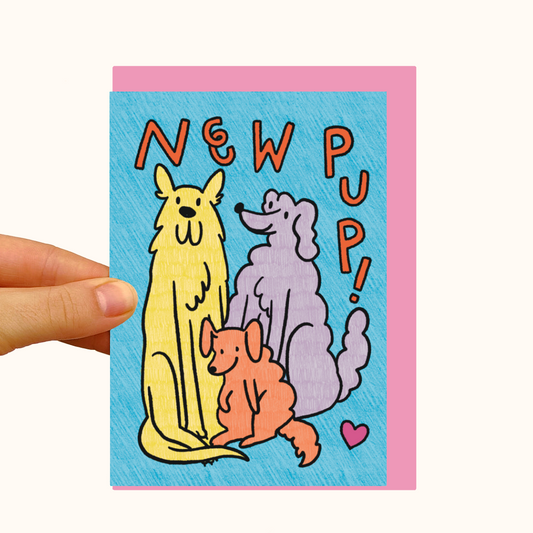 New Pup Dog Family - Pearlescent New Baby Card - WS Case of 6 Units