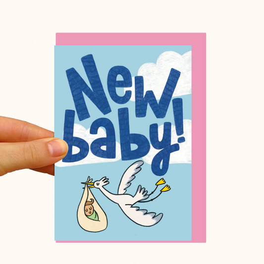 New Baby Stork- Pearlescent New Baby Card - WS Case of 6 Units