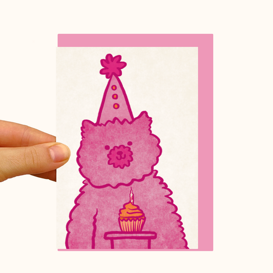 Pink Party Bear - Pearlescent Birthday Card - WS Case of 6 Units