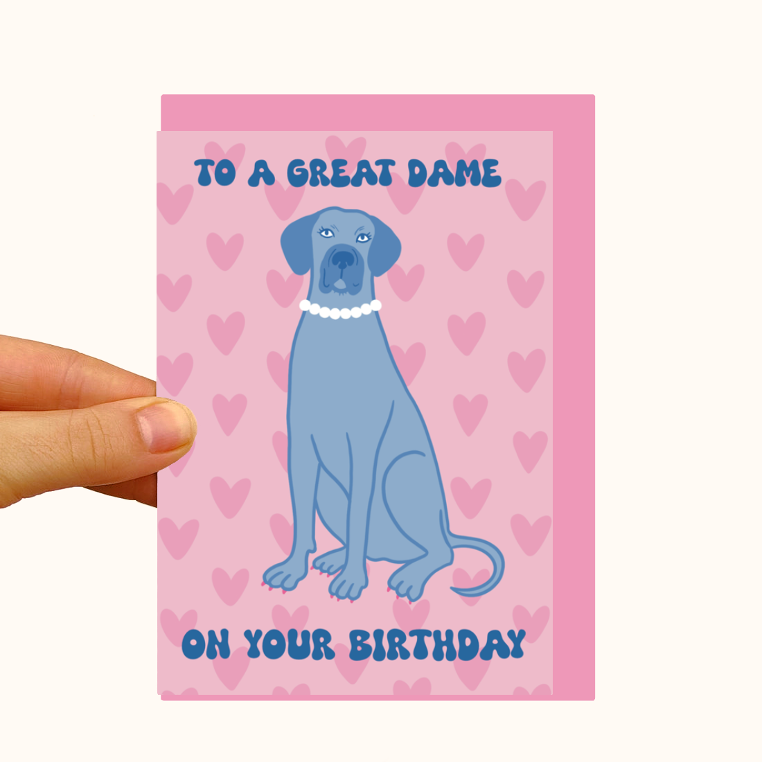 Great Dame / Dane Fancy Dog - Pearlescent Birthday Card - WS Case of 6 Units