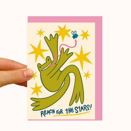 Reach For The Stars Frog- Pearlescent Friendship Art Card - WS Case of 6 Units