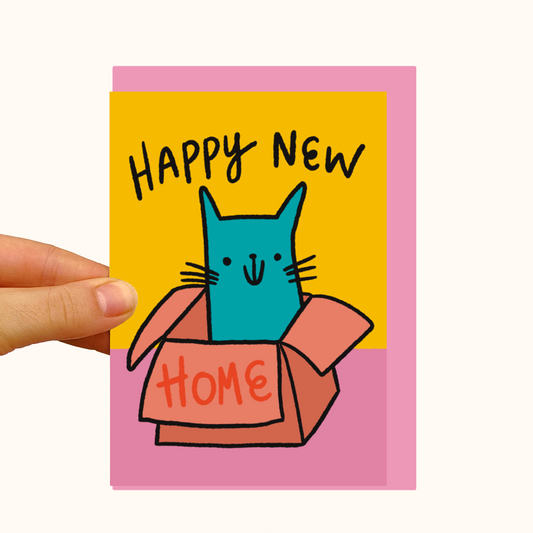 Cat In a Moving Box- Pearlescent  New Home Card - WS Case of 6 Units