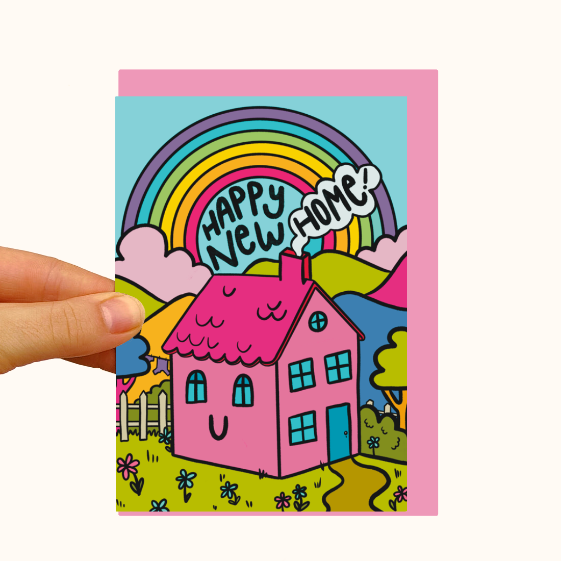 Rainbow House- Pearlescent New Home Card - WS Case of 6 Units