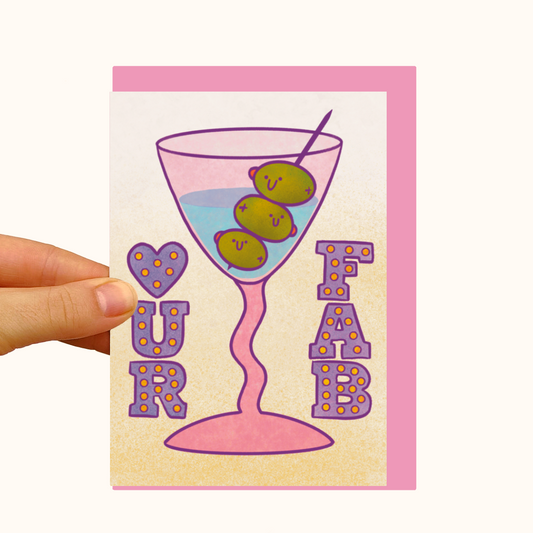 UR FAB Olive Martini Cocktail - Pearlescent Friendship Card - WS Case of 6 Units