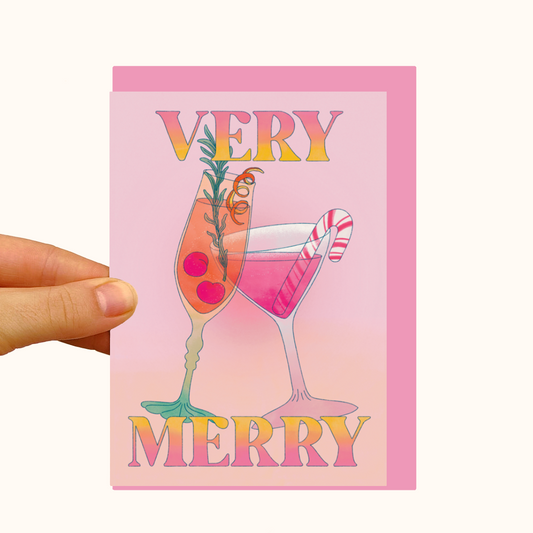 Very Merry Cocktails - Pearlescent Christmas Card - WS Case of 6 Units