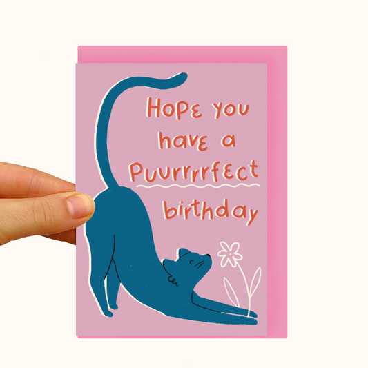 Purrfect Birthday Cat- Pearlescent Birthday Card - WS Case of 6 Units