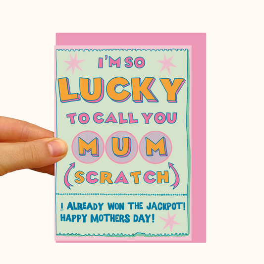 Novelty Scratch Off Lottery Ticket- Pearlescent Mother's Day Card - WS Case of 6 Units RRP £3,75