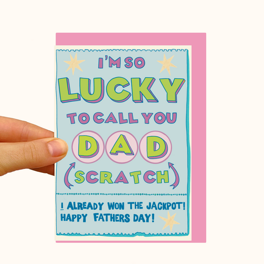 Novelty Scratch Off Lottery Ticket- Pearlescent  Father's Day Card - WS Case of 6 Units RRP £3,75