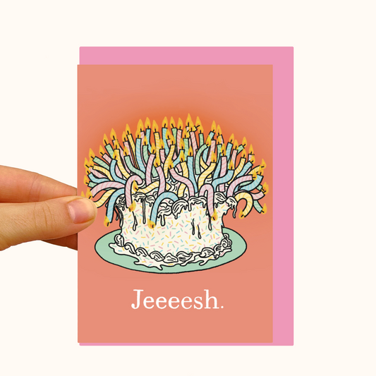 Jeesh Funny Cake - Pearlescent Birthday Card - WS Case of 6 Units