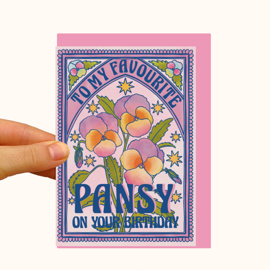 Birthday Pansy - LGBTQIA+ - Pearlescent Birthday Card