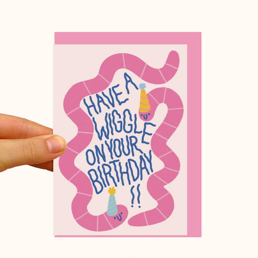 Have A Wiggle - Party Worms - Pearlescent Birthday Card - WS Case of 6 Units