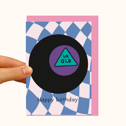 UR OLD - Funny 8 Ball- Pearlescent Birthday Card - WS Case of 6 Units