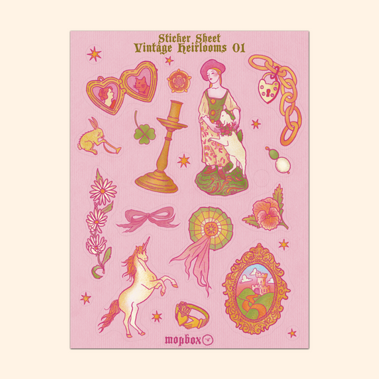Vintage Heirlooms Antiques Decorative Sticker Sheet