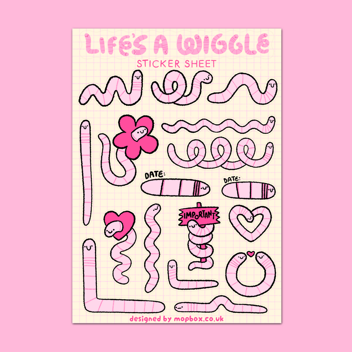 Life Is A Wiggle - Worm Planner Sticker Sheet
