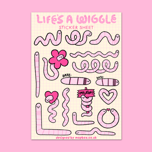 Life Is A Wiggle - Worm Planner Sticker Sheet
