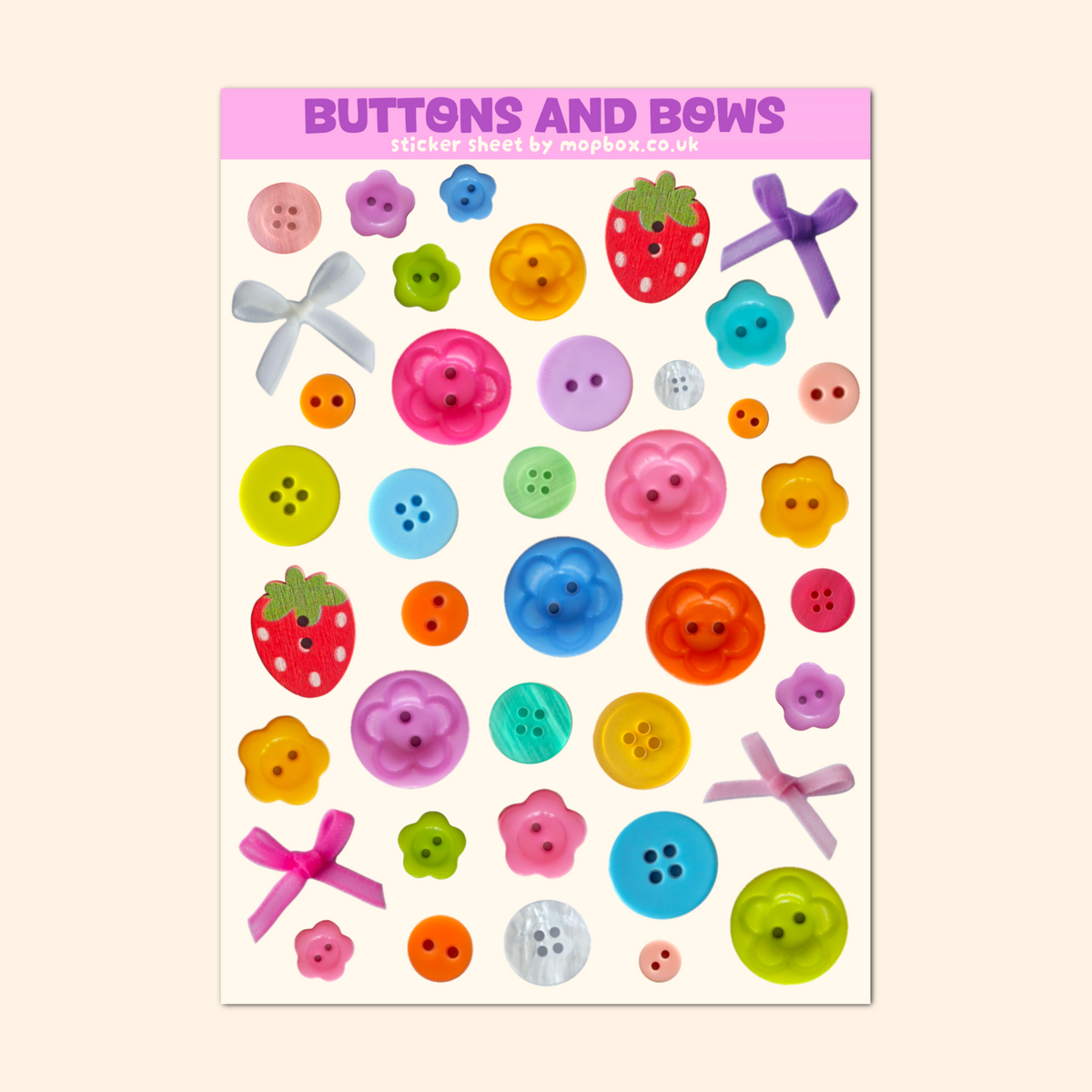 Buttons and Bows Decorative Sticker Sheet