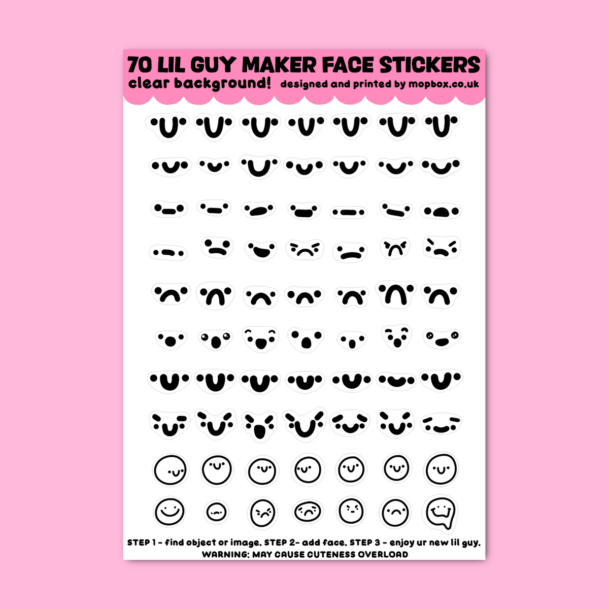 Lil Guy Maker Clear Decorative Mini Sticker Sheet - Smiley Faces