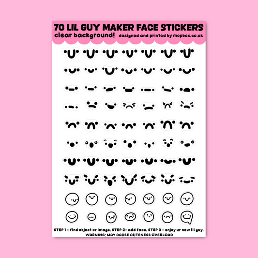 Lil Guy Maker Clear Decorative Mini Sticker Sheet - Smiley Faces